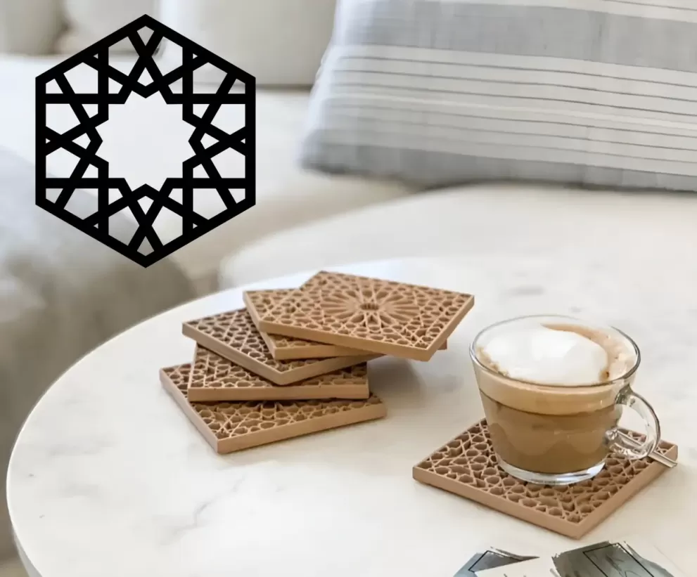 Suport bauturi non-alcoolice set 4 buc.model islamic hexagon