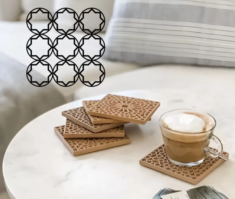 Suport bauturi non-alcoolice set 4 buc.model islamic rotund 10x10cm