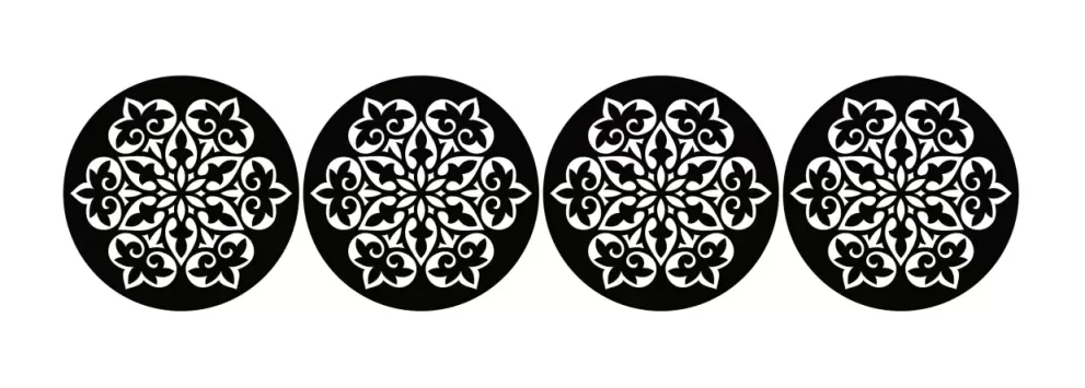 Suport bauturi non-alcoolice set 4 buc.model islamic floral rotund 12x12cm