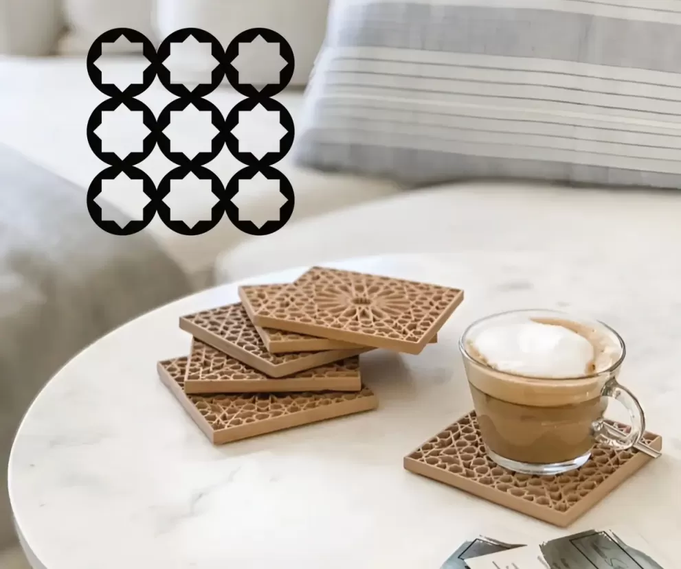 Suport bauturi non-alcoolice set 4 buc.model islamic cu stea octogon