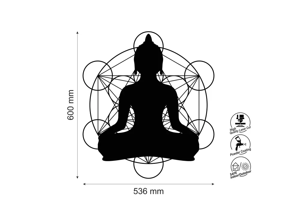 Decoratiune perete metal Buddha in cub metatron