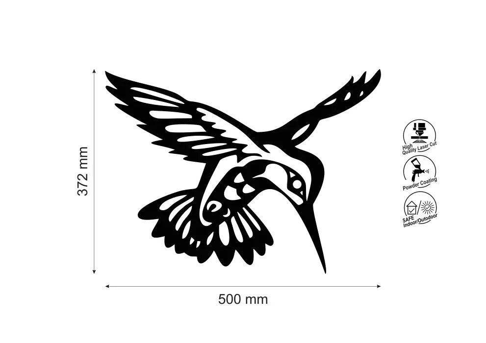 Decoratiune perete metal pasare colibri
