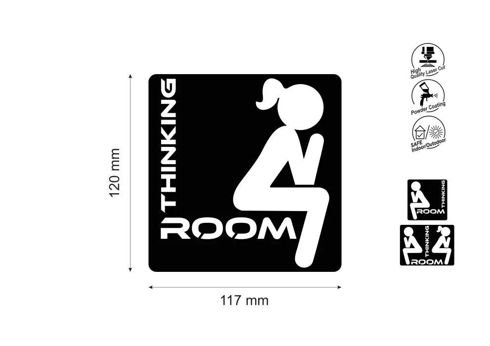 Insemn metal toaleta femei Thinking room - limba engleza