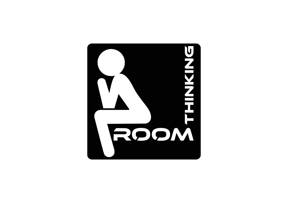 Insemn metal toaleta barbati Thinking room - limba engleza