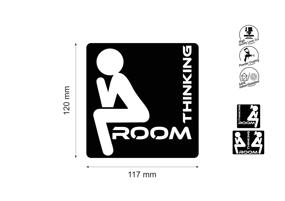 Insemn metal toaleta barbati Thinking room - limba engleza