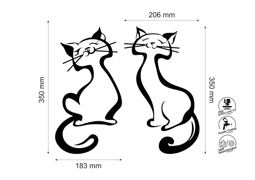 Decoratiune perete metal doua pisicute
