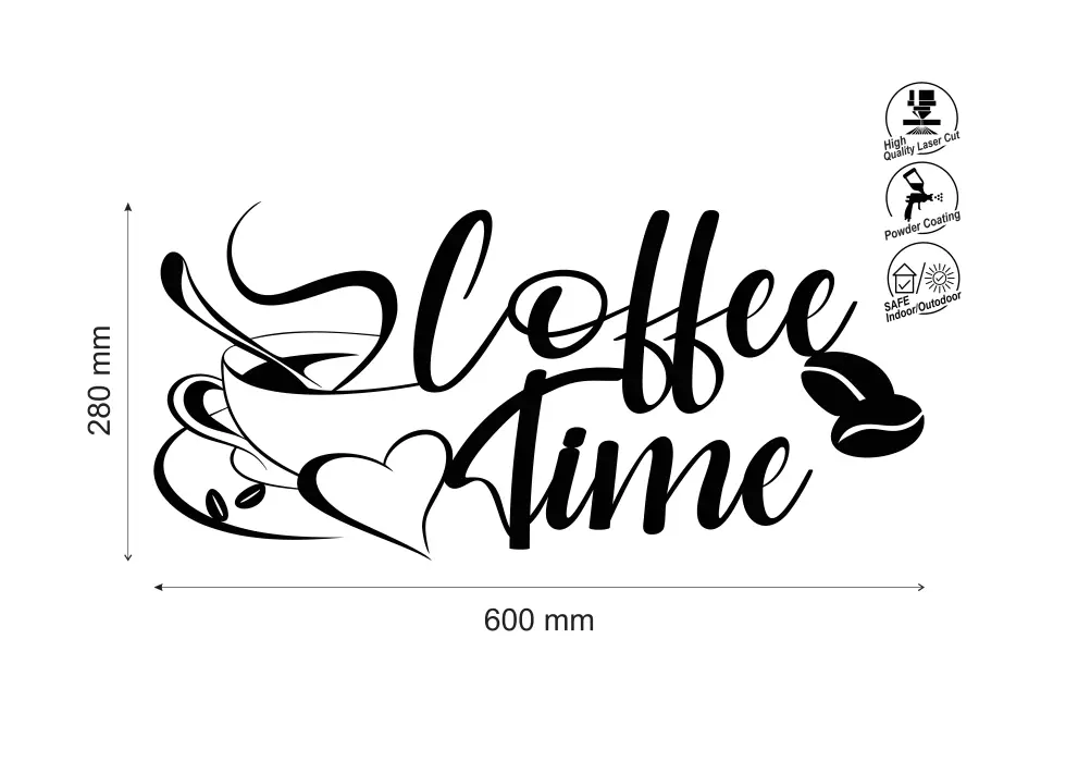 Inscriptie metal Coffee time - limba engleza