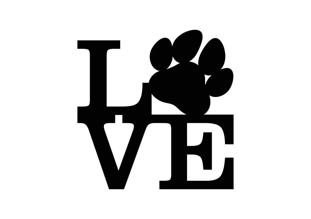 Inscriptie metal I love dogs - limba engleza