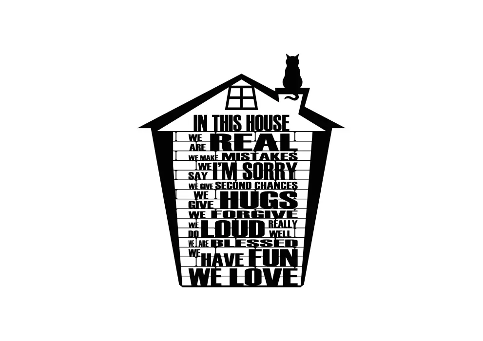 Decoratiune perete metal House rules - limba engleza