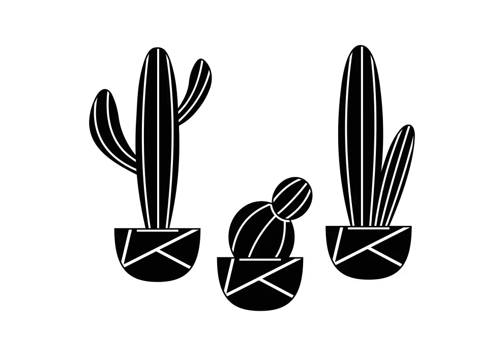 Set decoratiuni perete metal flori cactus - 3 bucati individuale