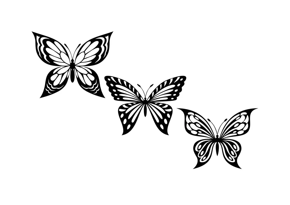 Set decoratiuni perete metal fluturi - 3 bucati individuale