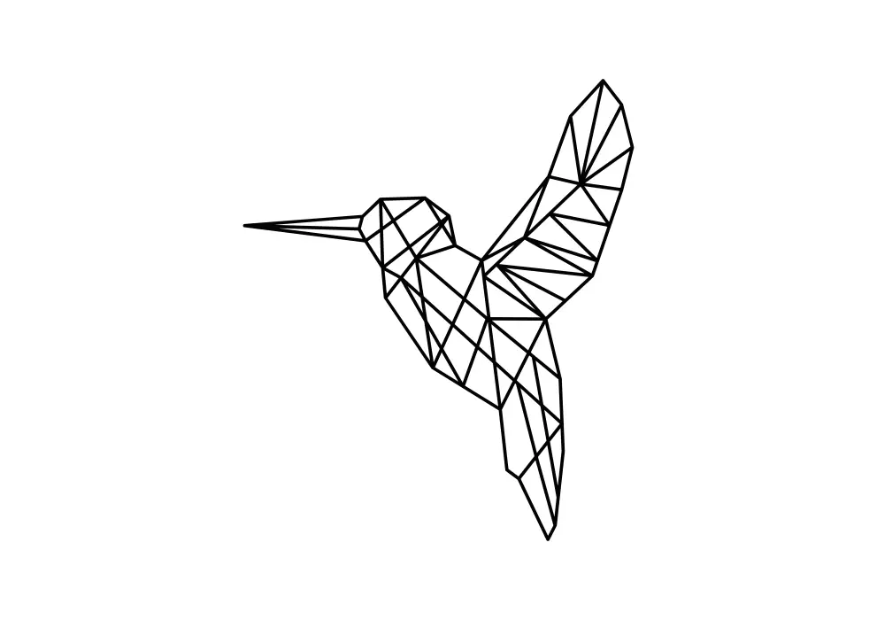 Contur geometric metal pasare colibri_1