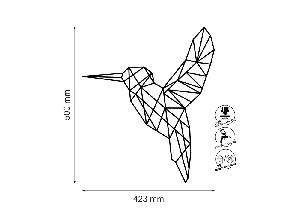 Contur geometric metal pasare colibri_1