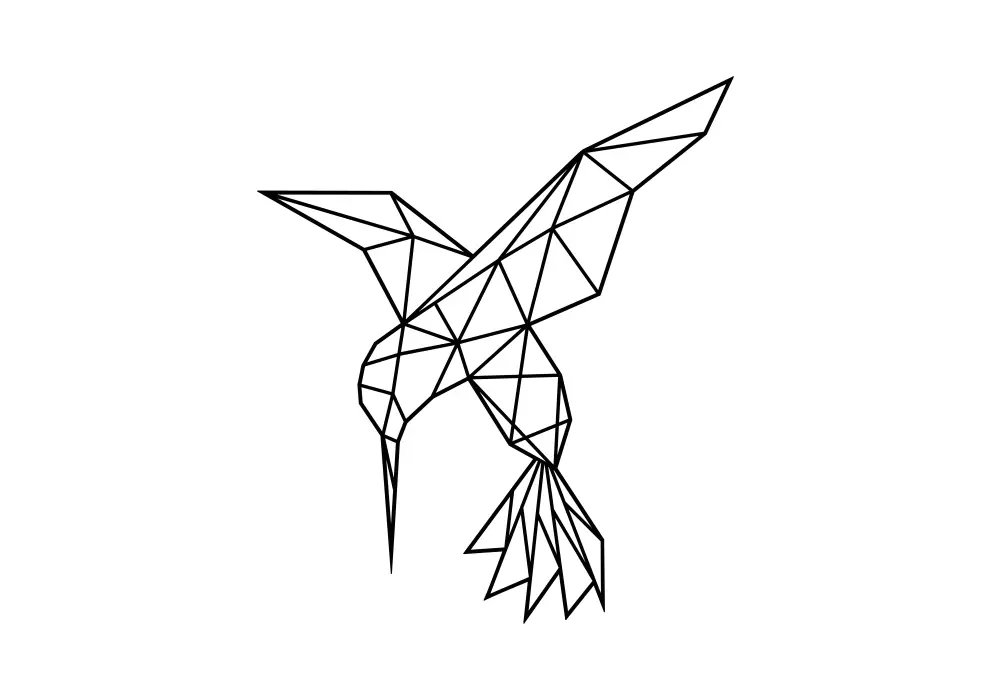 Contur geometric metal pasare colibri_2
