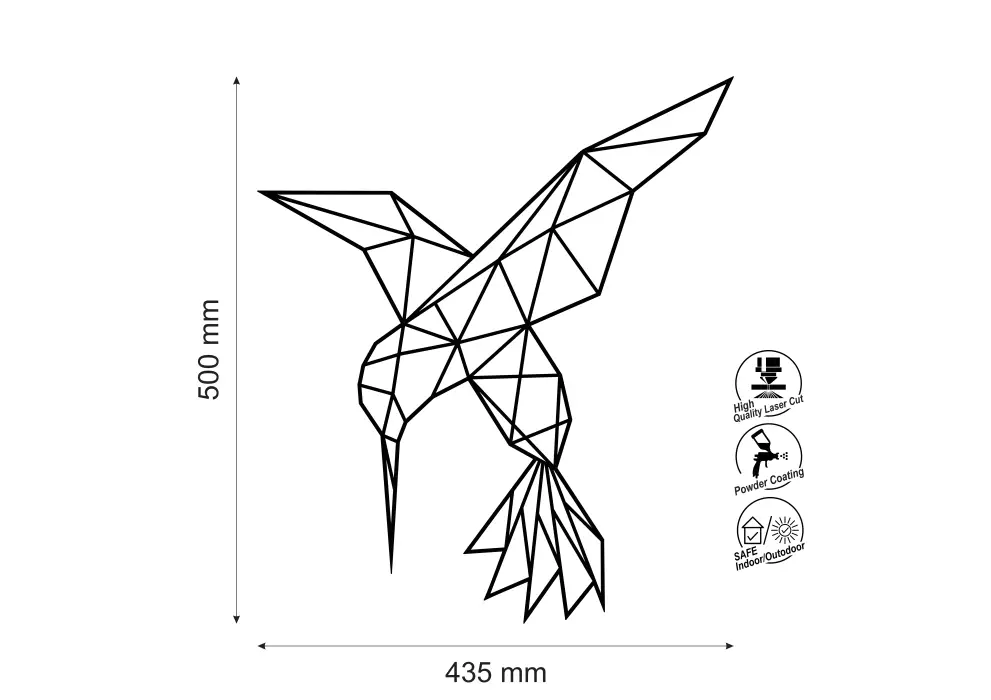 Contur geometric metal pasare colibri_2