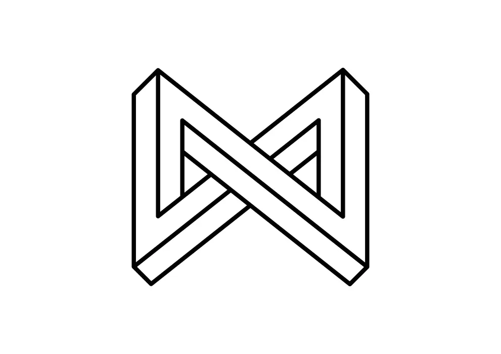Decoratiune perete metal contur tetragon infinit
