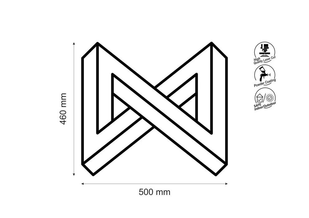 Decoratiune perete metal contur tetragon infinit