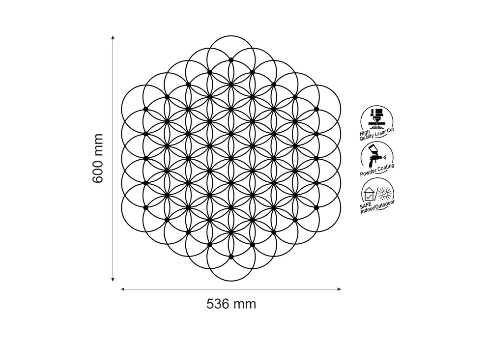 Decoratiune perete metal contur floarea vietii_1