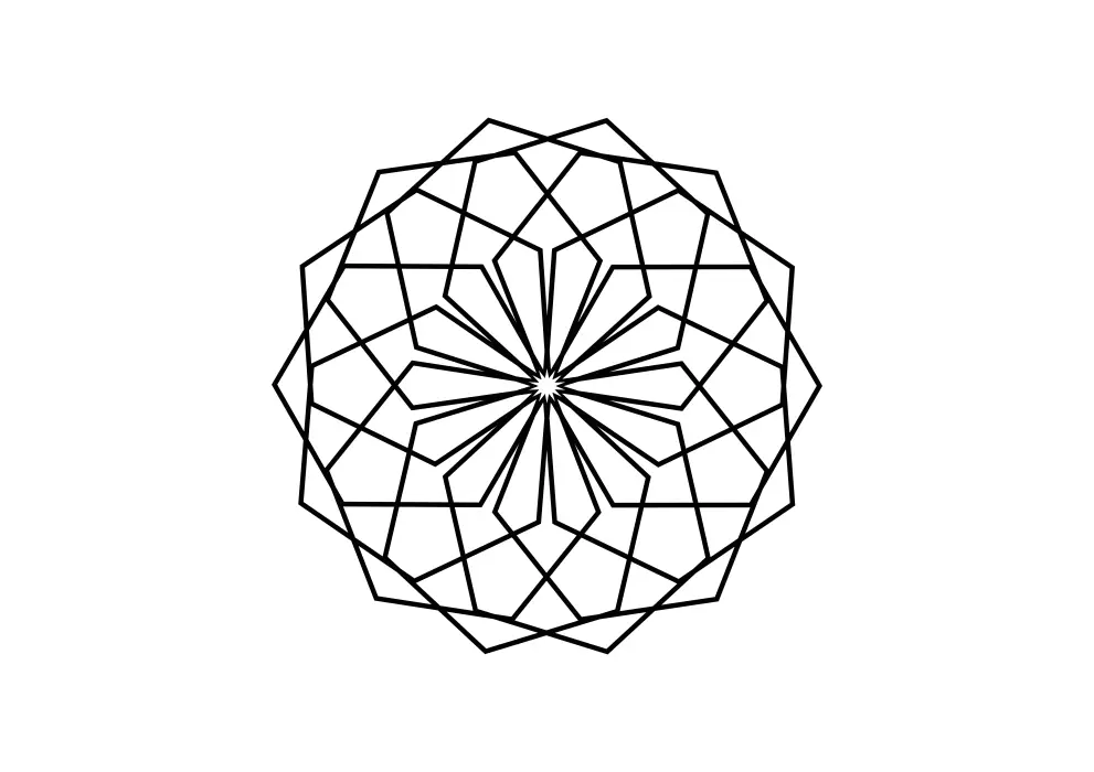 Contur geometric metal tetradecagon