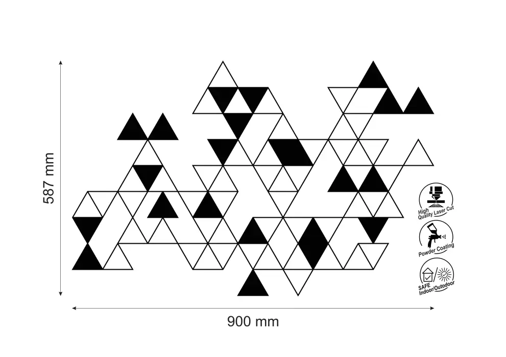 Decoratiune perete metal triunghiuri geometrice