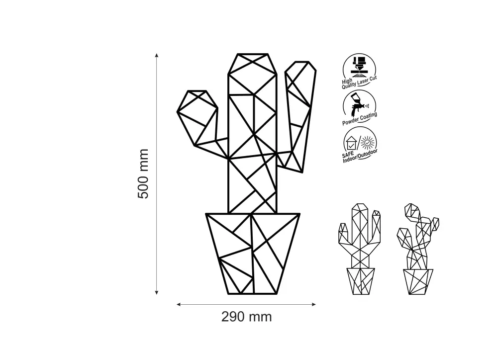 Contur geometric metal cactus_2