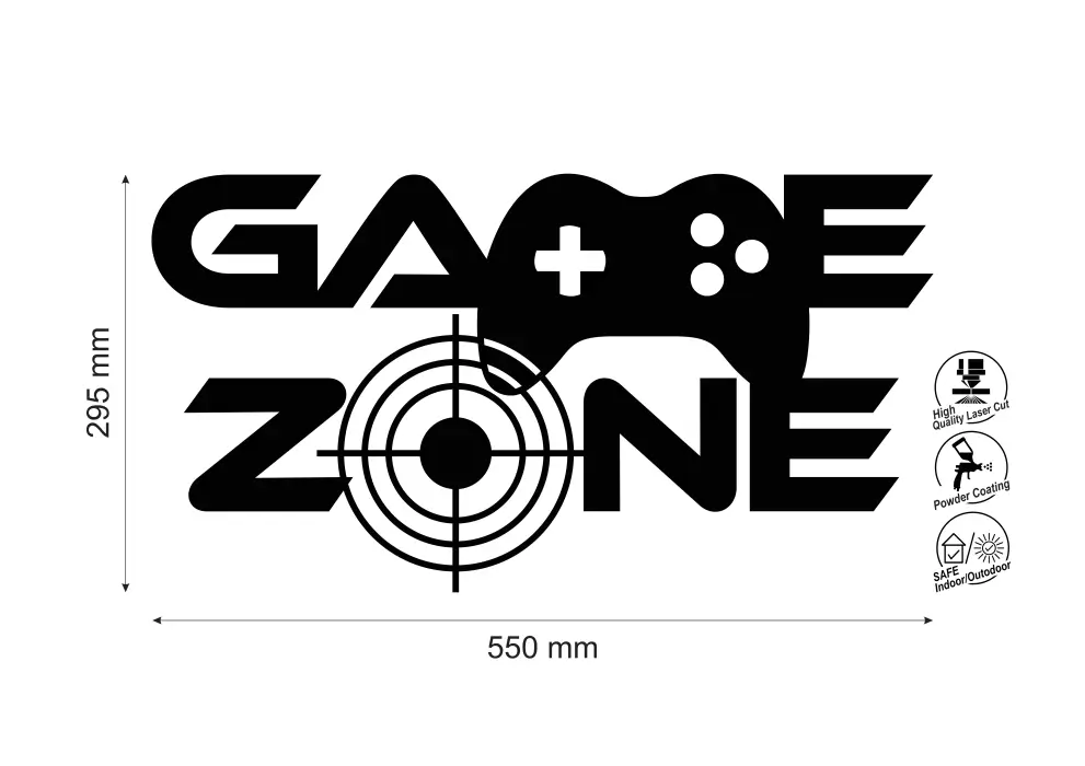 Decoratiune perete metal Game zone - limba engleza