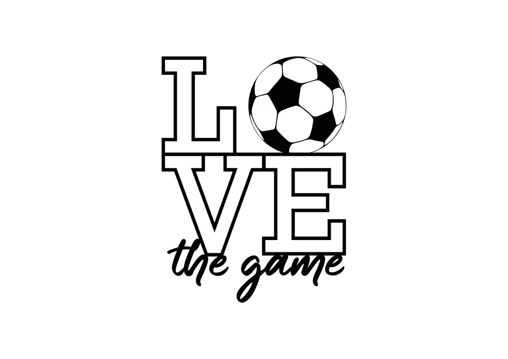 Decoratiune perete metal Love the game soccer cu minge de fotbal - limba engleza