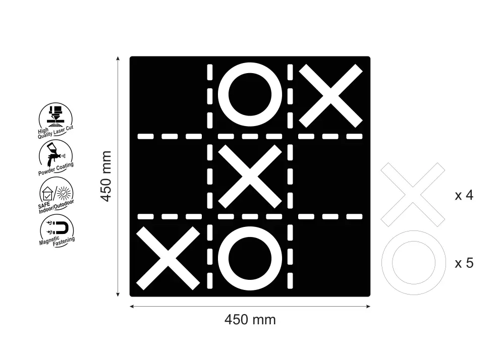 Decoratiune perete metal verticala joc XOX