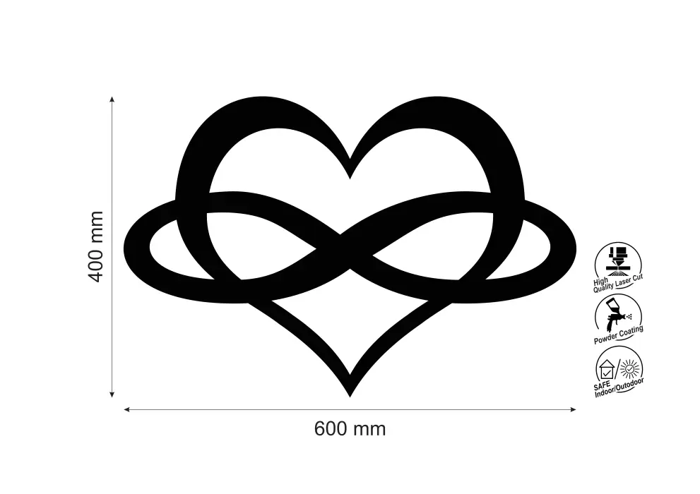 Decoratiune perete metal contur combinatie de inima si semnul infinit