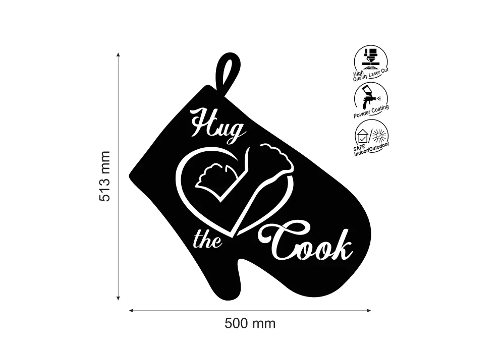 Decoratiune perete metal Hug the cook - limba engleza