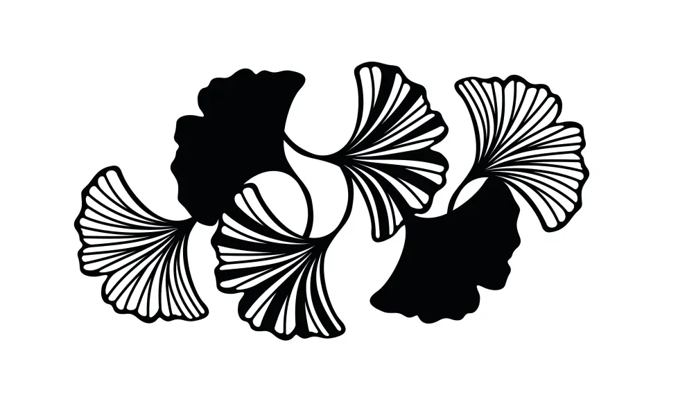 Decor metal perete de dimensiune mare frunze de Ginkgo
