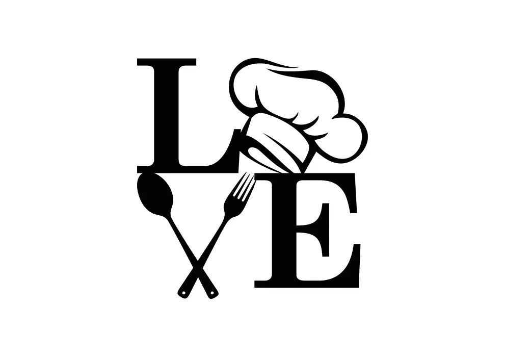 Inscriptie metal Love pentru bucatarie - limba engleza