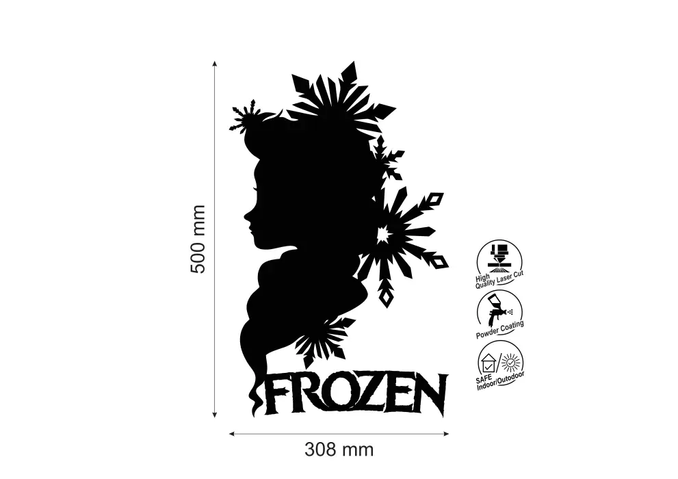 Decoratiune perete metal pentru camera fete - Elsa Frozen