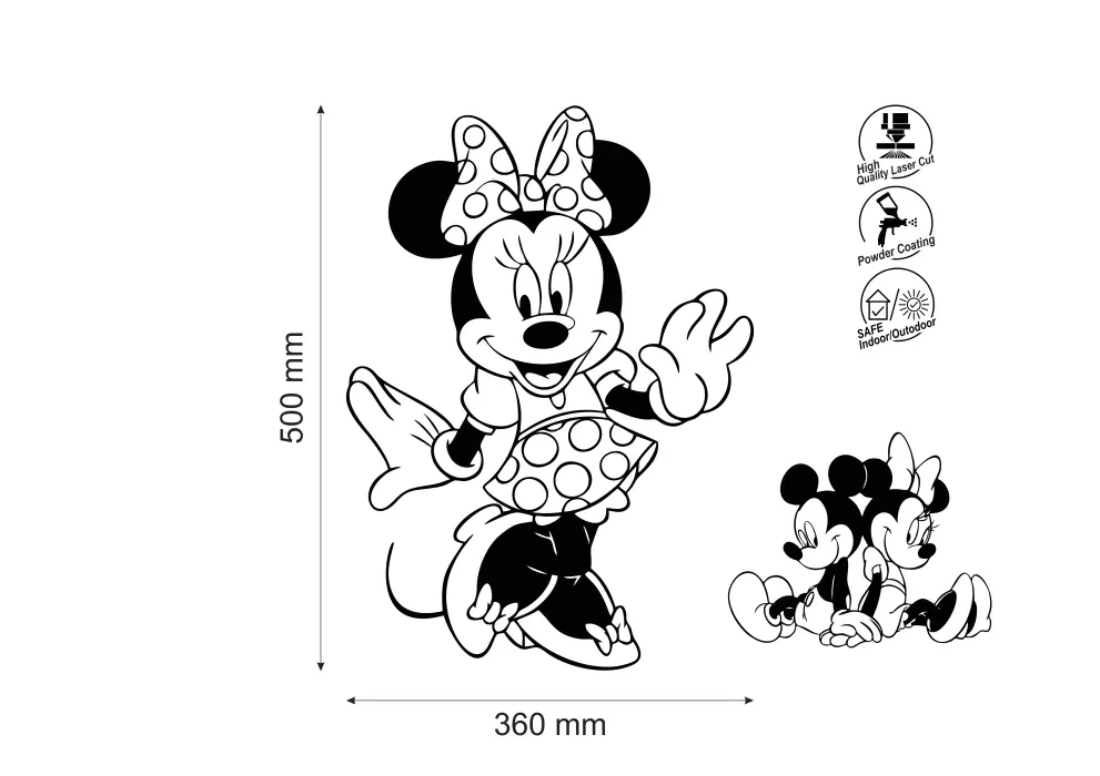 Decoratiune perete metal pentru camera fete - Minnie Mouse
