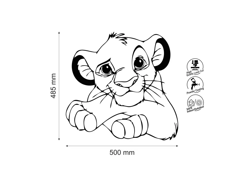 Decoratiune perete metal pentru camera copii - Simba Lion King