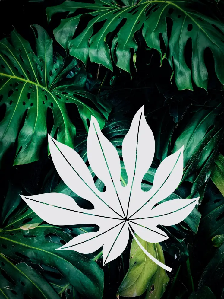 Decoratiune perete metal frunza tropicala