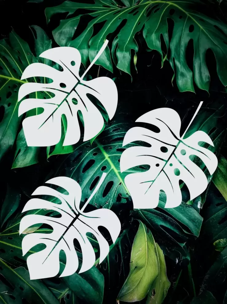Set decoratiuni perete metal frunze Monstera - 3 bucati individuale