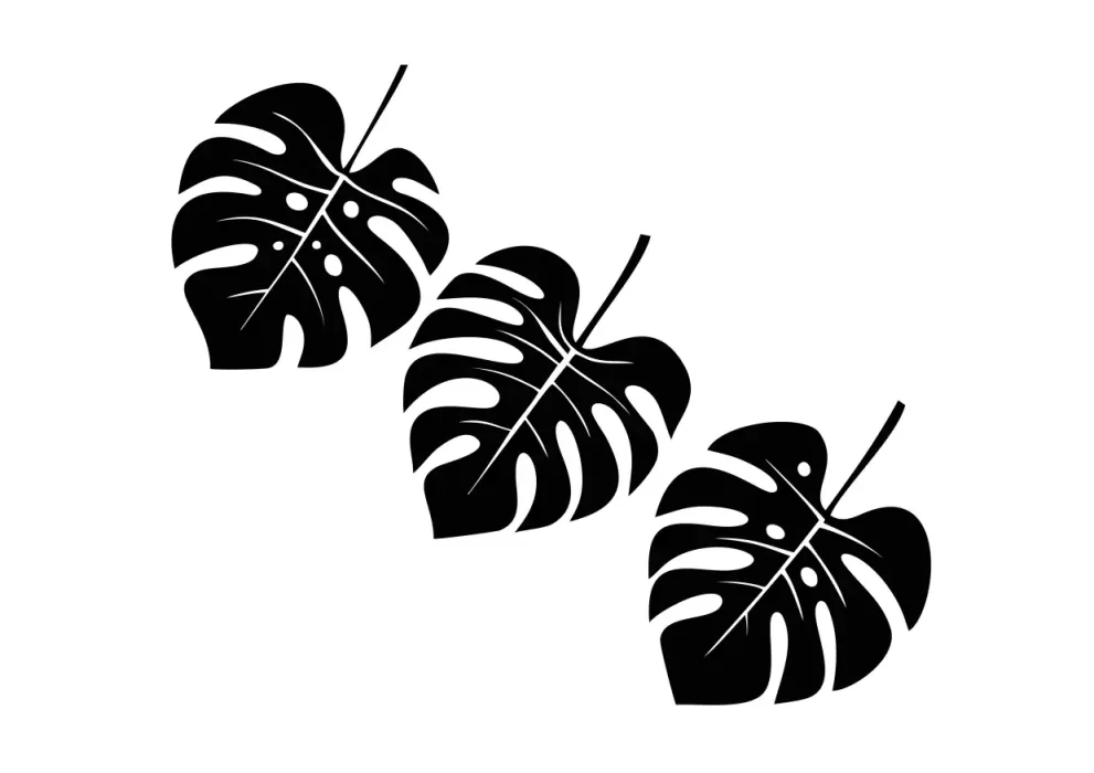 Set decoratiuni perete metal frunze Monstera - 3 bucati individuale