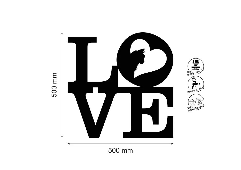Inscriptie metal Love cu cap de pisicuta - limba engleza