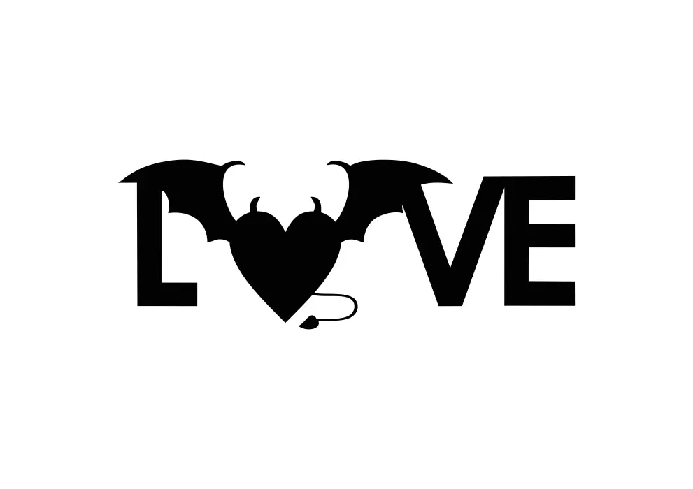 Inscriptie metal Devil Love - limba engleza