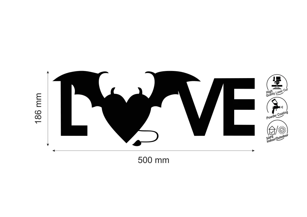 Inscriptie metal Devil Love - limba engleza