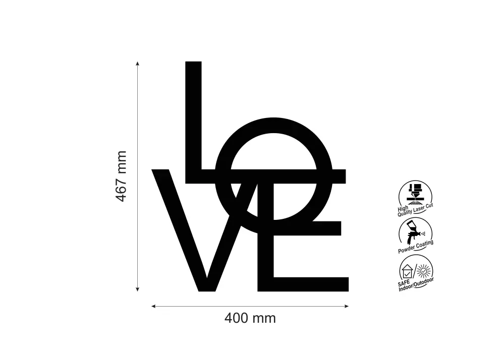 Inscriptie metal Love - limba engleza