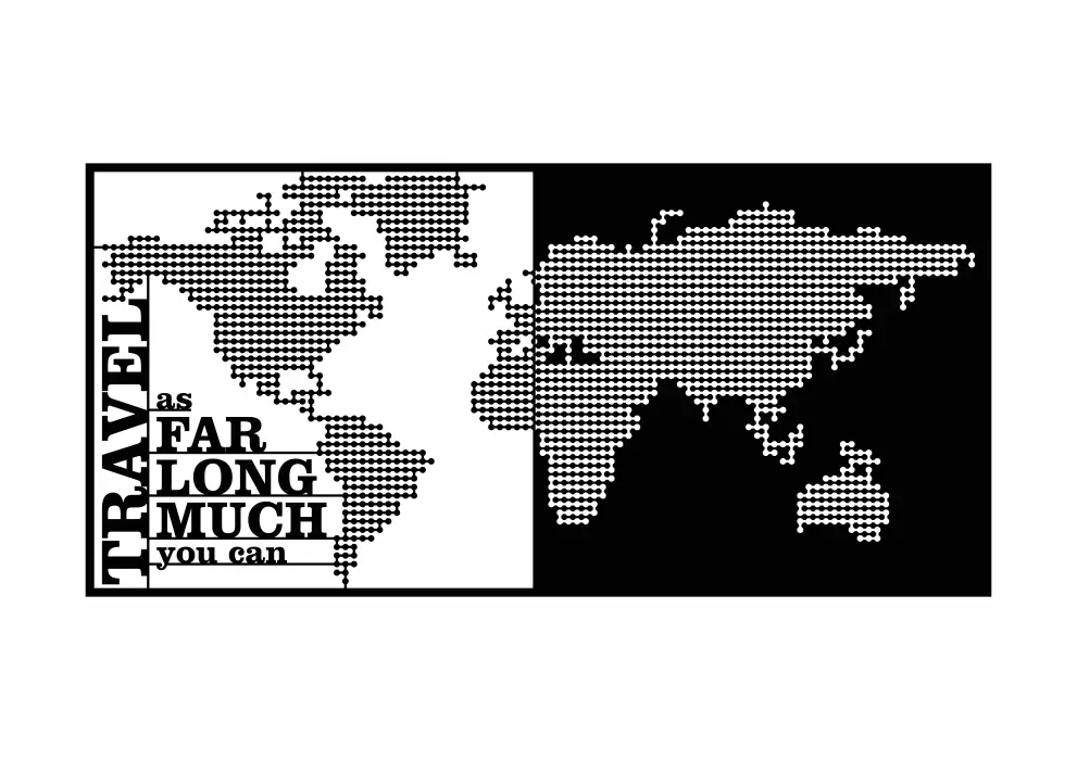 Decoratiune perete metal harta lumii tip Halftone_1