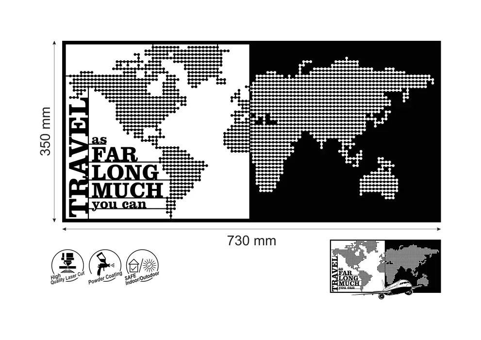 Decoratiune perete metal harta lumii tip Halftone_1