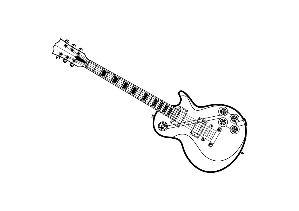 Decoratiune perete metal macheta H1000 mm chitara electrica Gibson Les Paul