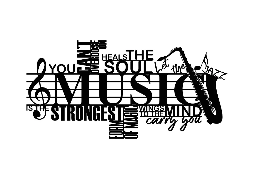 Decoratiune perete metal Music - limba engleza