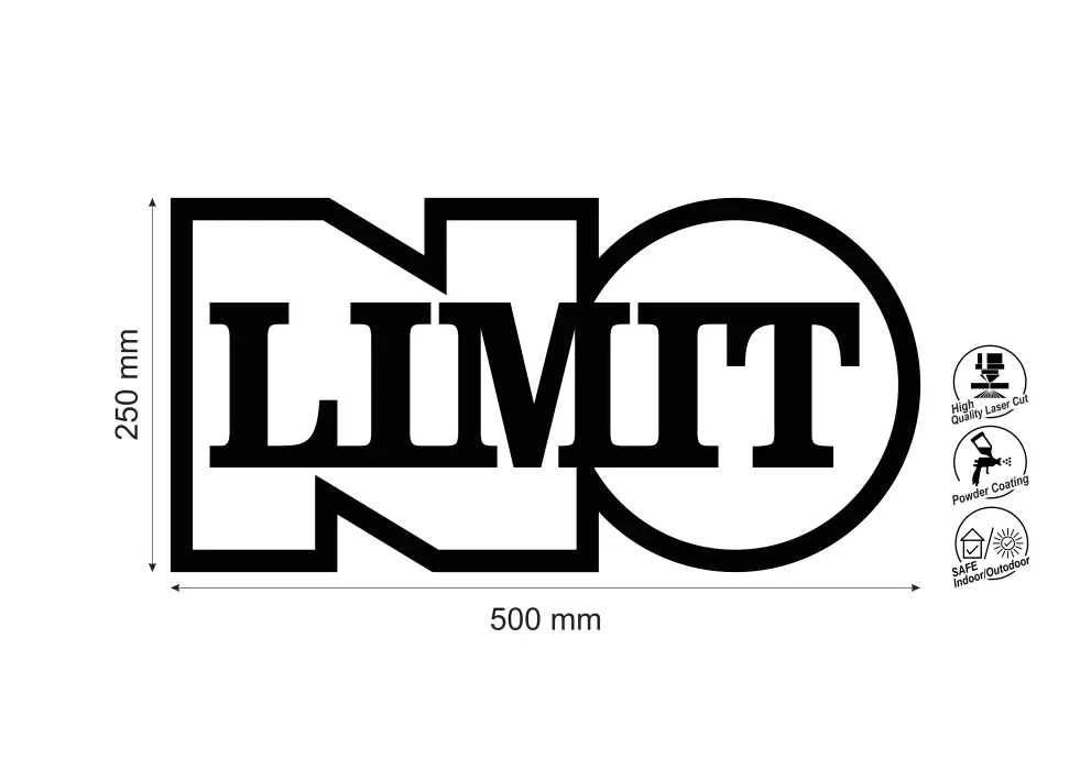 Decoratiune perete metal No limit_2 - limba engleza