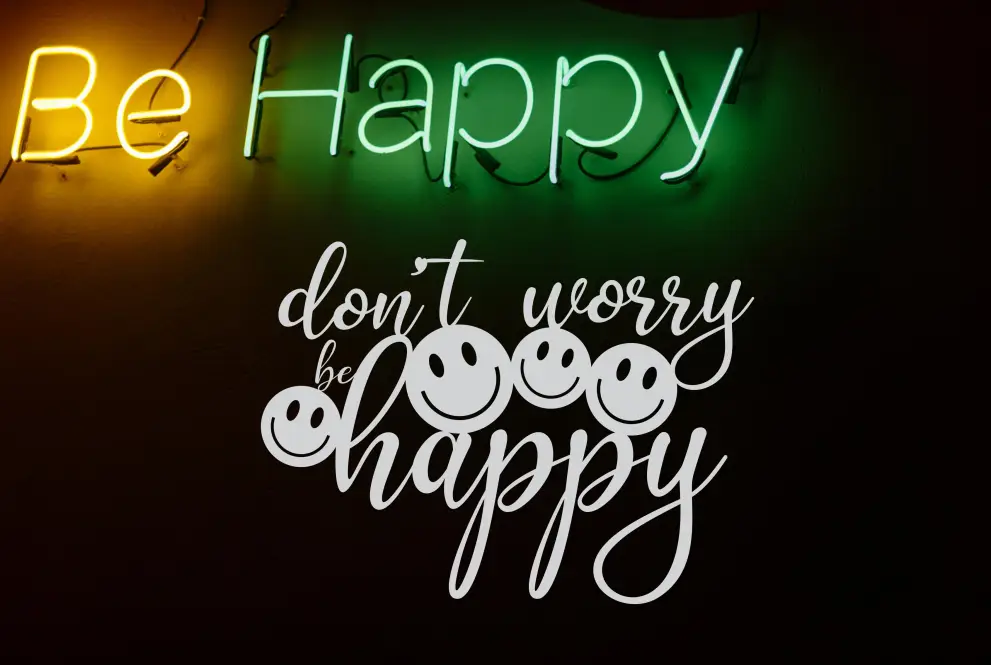 Inscriptie metal Dont worry, be happy - limba engleza