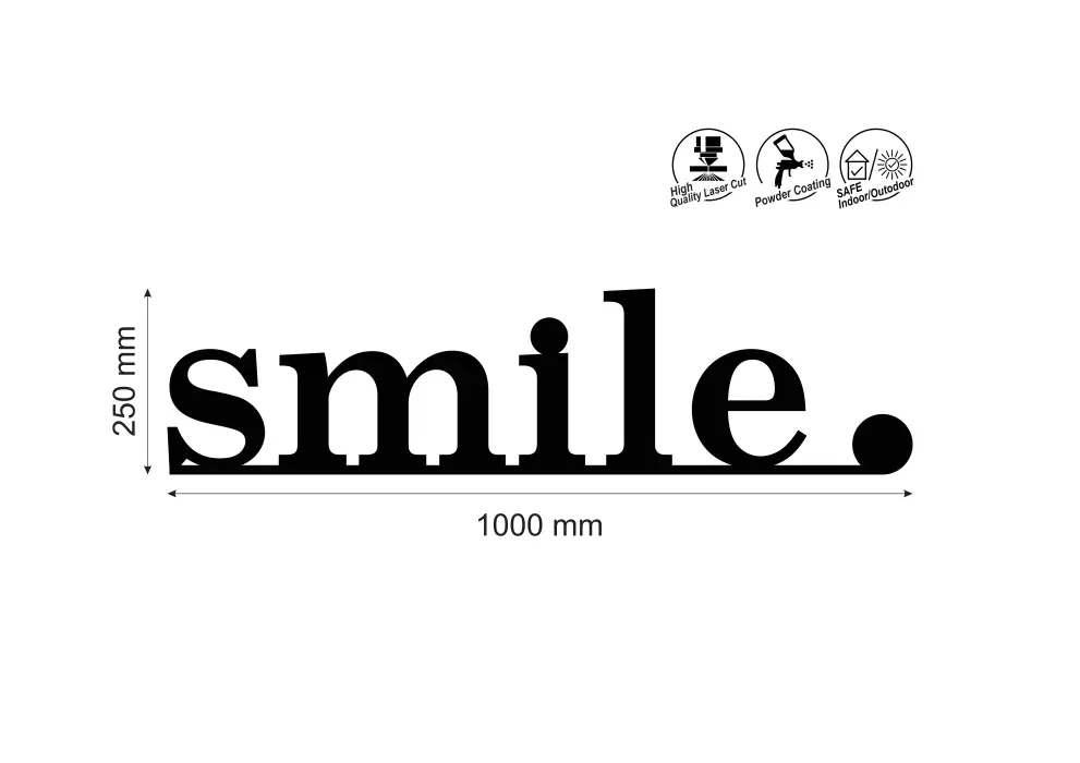 Decoratiune perete metal Smile - limba engleza