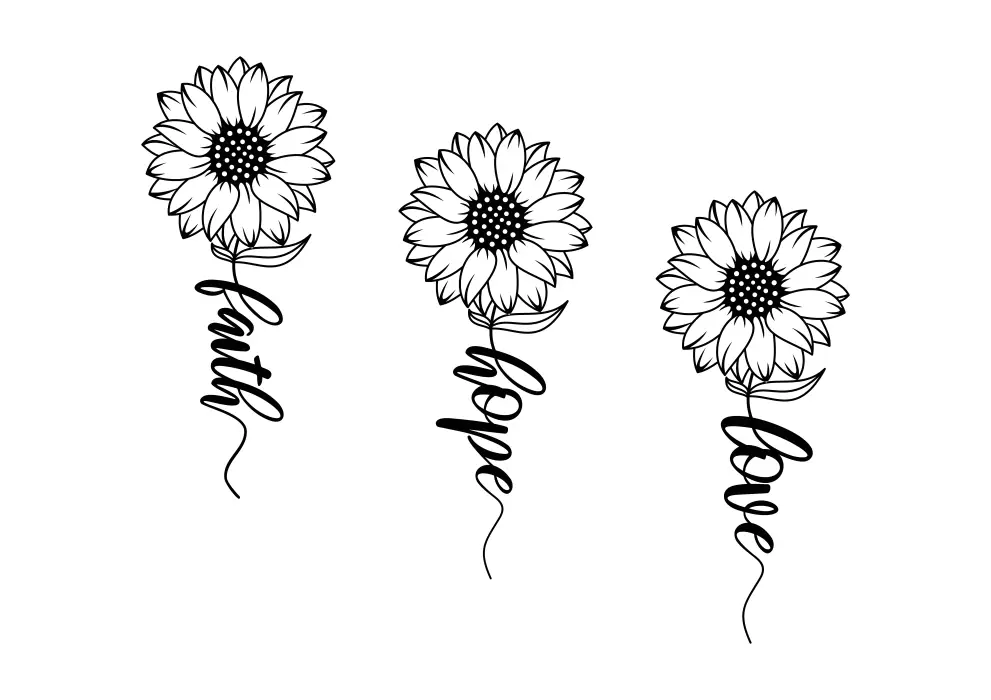 Set decoratiuni perete metal Sunflower faith/hope/love - 3 bucati individuale - limba engleza